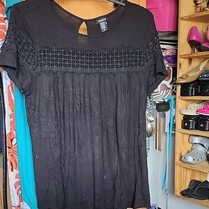 Torrid Elegant Black Crochet Accent Blouse